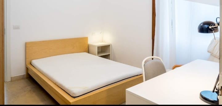 A two bedroom apartment for students, one single private room and, the other room is a double bed.
